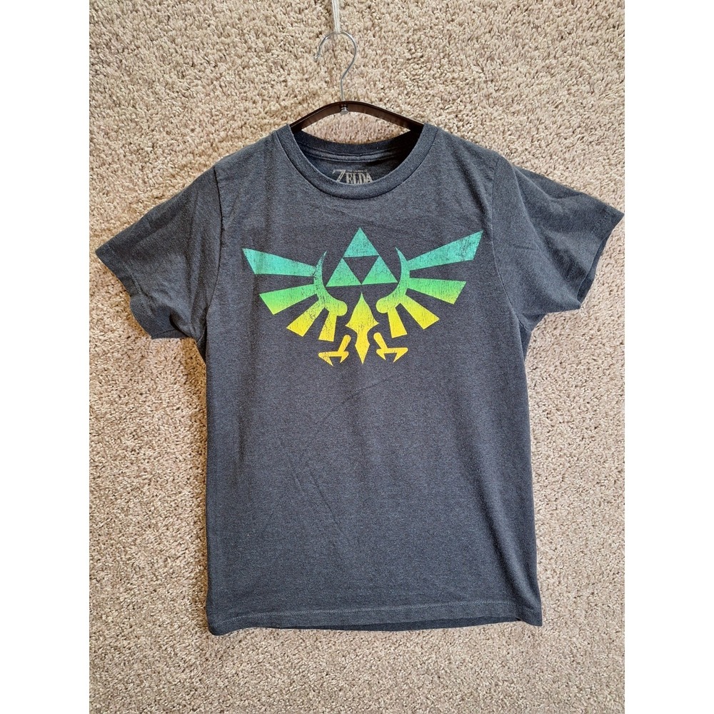 The Legend of Zelda T-Shirt Mens Small Charcoal Gray Triforce Wing Crest Graphic